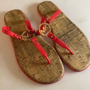 Michael Kors MK Logo Charm Jelly T Strap Sandals